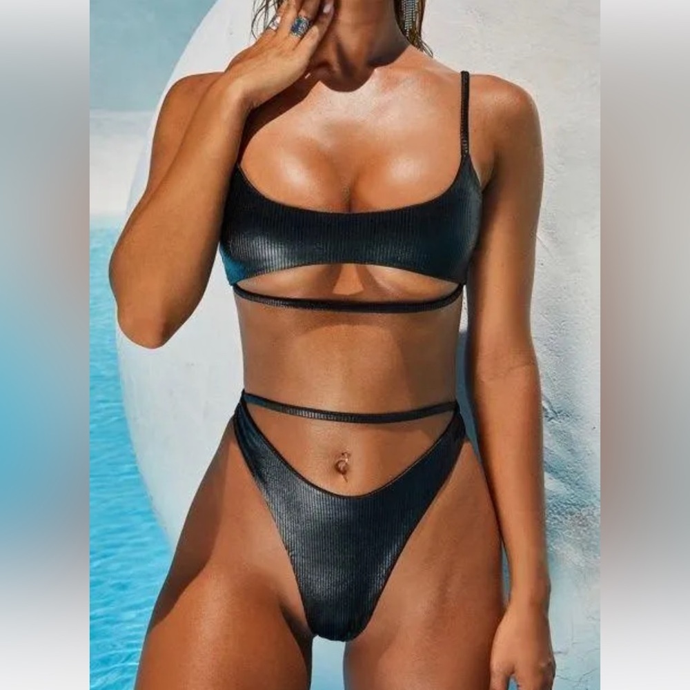 Oh Polly black metallic bikini